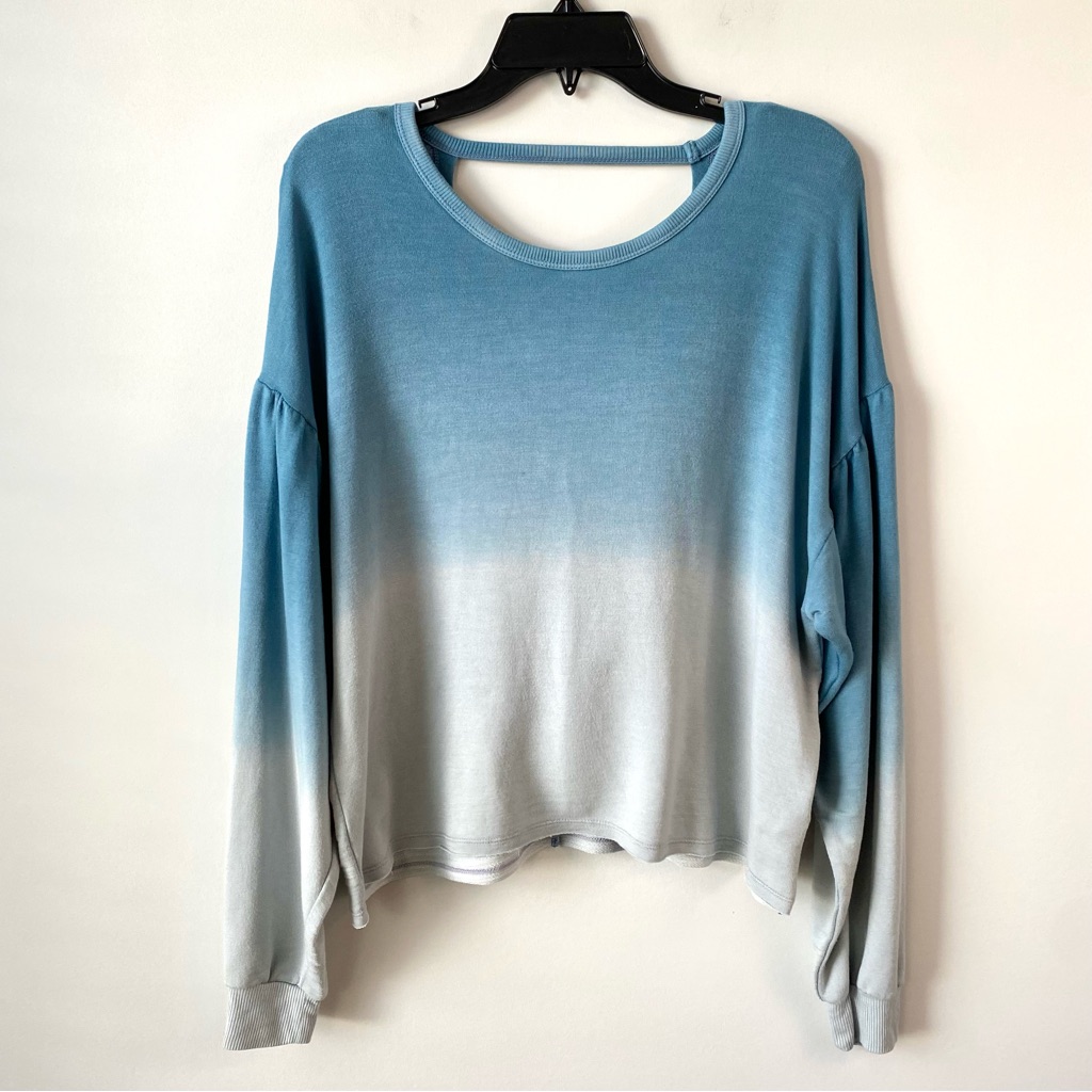 American Eagle Ombre Dip Dye Cutout Back Sweatshirt Blue S